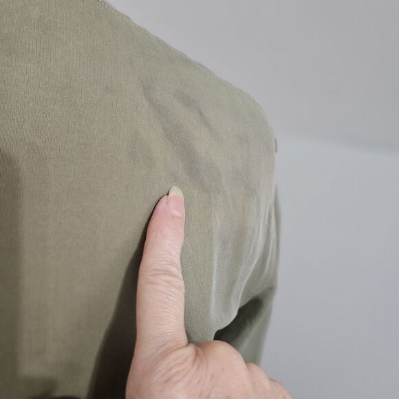 Giorgio Armani Blouse Womens Green Semi Sheer Colorblock Two-Toned Button Front - Picture 5 of 13